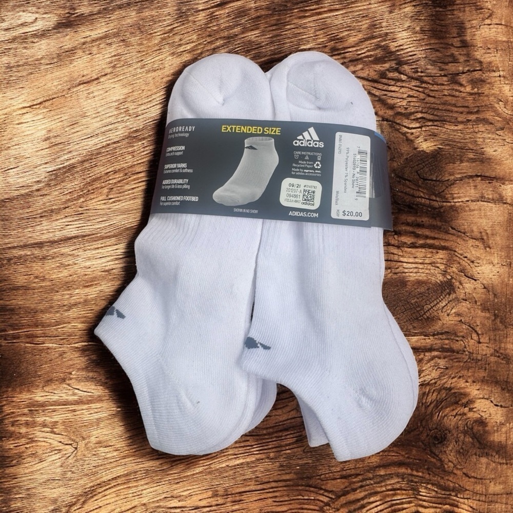 NWT❇️Adidas❇️Men's Cushioned Socks - White - Picture 4 of 8